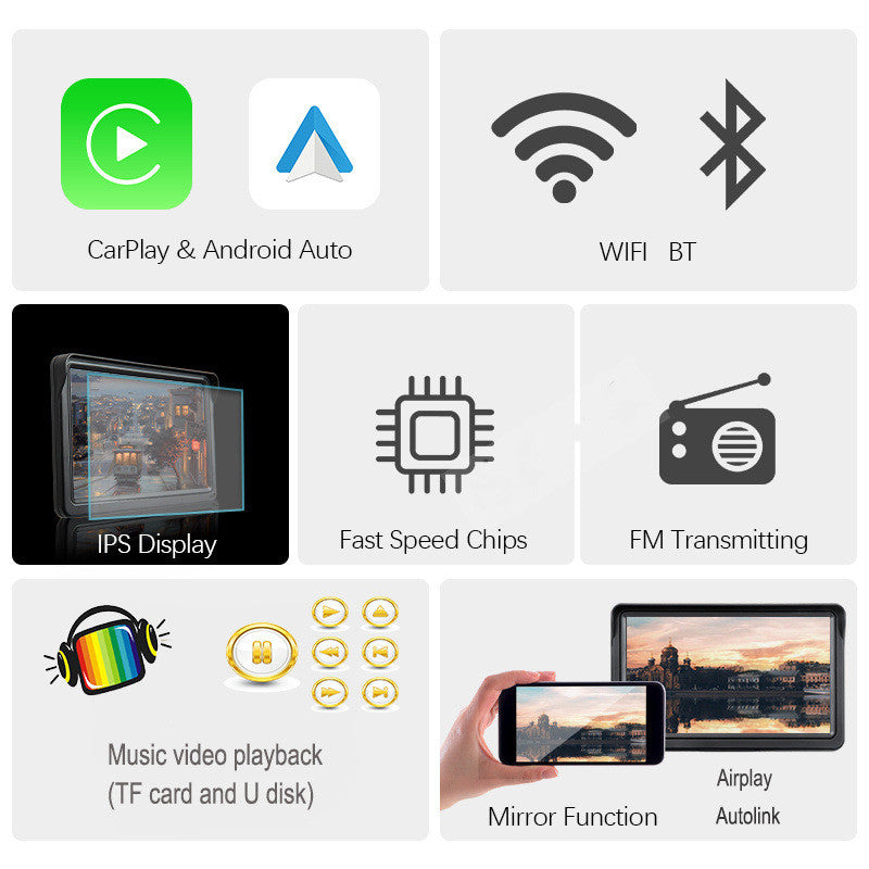 7 IPS Car Smart Screen Wireless Carplay Auto Mobile Phone Projection Screen Navigation - AS Fusion