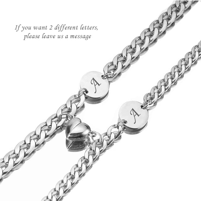 Beautiful Couples Custom Magnetic Heart Bracelet - AS Fusion