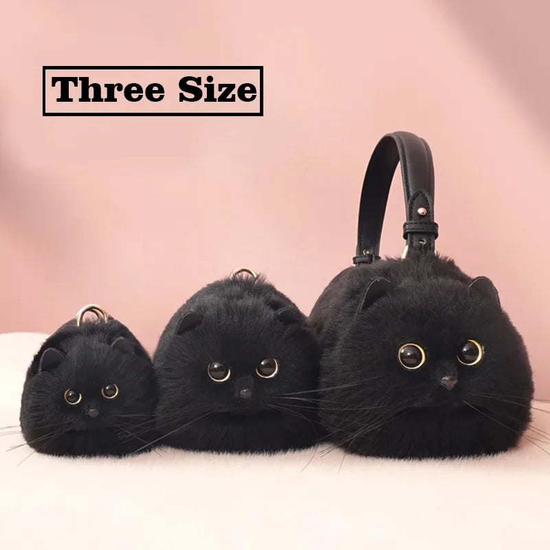 Exclusive Handmade Furry Cat Bag - Black