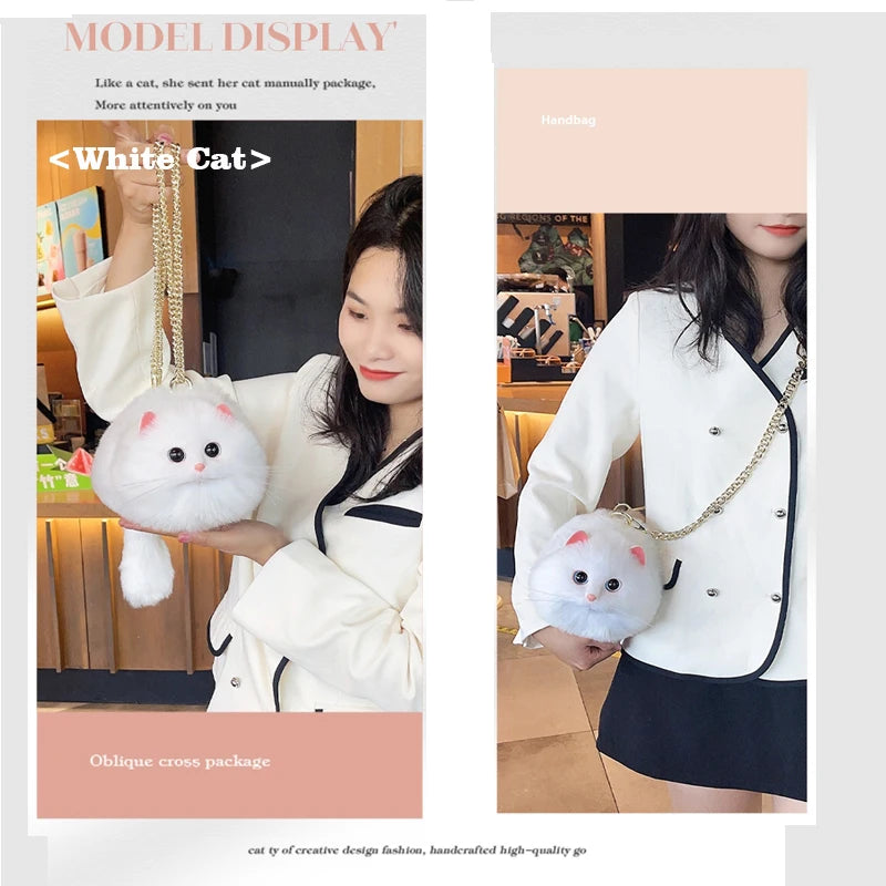 Exclusive Handmade Furry Cat Bag - White